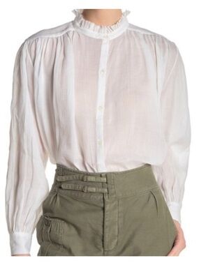 FRAME denim Vintage Ruffled Mock Neck Balloon Sleeve XS